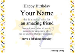 birthday certificate, birthday candle border