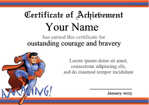 Superman award certificate template