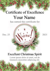 Award template, wreath, candy cane, garland, pine tree