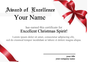 Certificate template, gift, present, ribbon, bow