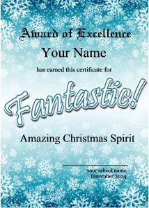 snowflake certificate border, blue, white, radienct