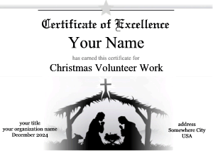 Christmas certificate nativity scene background