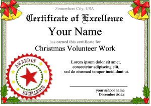 Christmas award, formal, star emblem, award of excellence