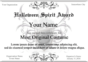 Halloween certificate with formal border