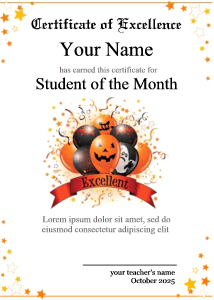 Halloween award background with balloons, award ribbon