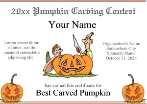 pumpkin carving contest certificate