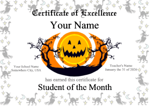 Halloween certificate with Halloween moon