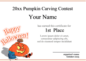 Halloween certificate for kids