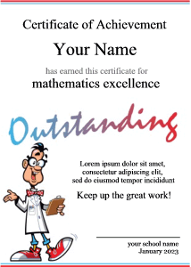 fun math certificate border for kids