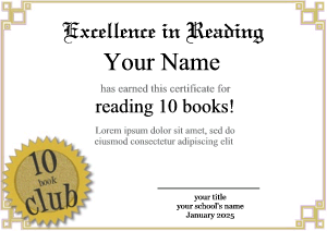 reading club certificate template