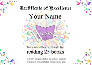 cute reading certificate template, colorful, bubbles, exciting