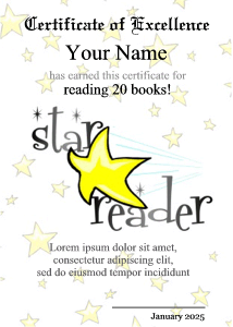 reading award, star reader emblem, star background