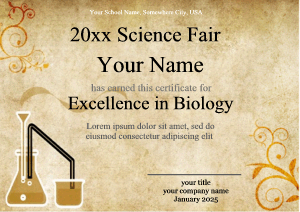 science certificate with parchment background