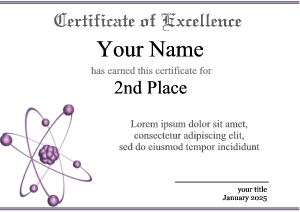 certificate with aton in the center, purple