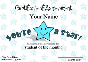 star student certificate template